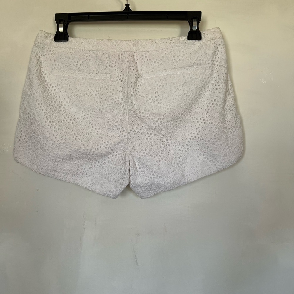 Women's White Eyelet Shorts - Picture 3 of 9